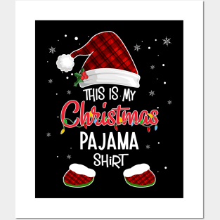 This Is My Christmas Pajama Shirt Gnome Christmas Red Plaid T-Shirt Posters and Art